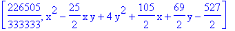 [226505/333333, x^2-25/2*x*y+4*y^2+105/2*x+69/2*y-527/2]